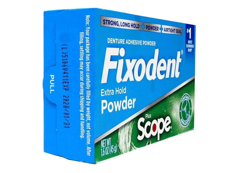 Fixodent Denture Adhesive Powder, Extra Strong, Plus Scope, Strong, Long Hold Powder, Airtight Seal, 1.6 OZ, Pack of 3 - Image 5